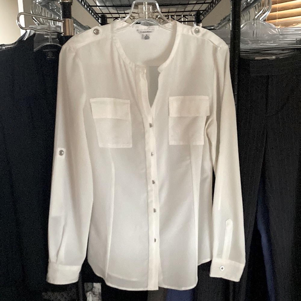Calvin Klein White Button Down Dress Shirt - Like New - Size M